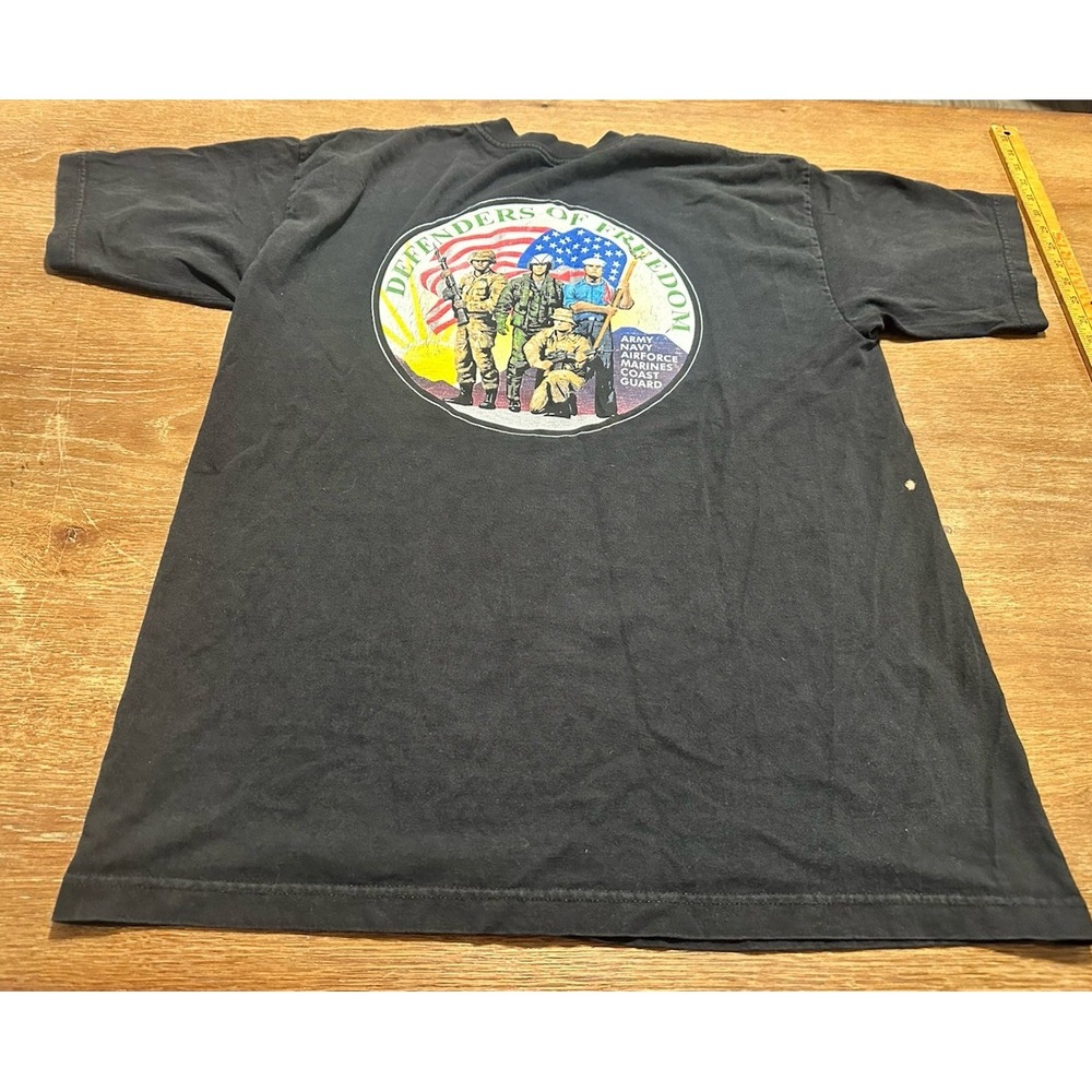 Vintage Freedom Ride 2011 T Shirt Mens XL Black Biker  Tee Military Tee Army